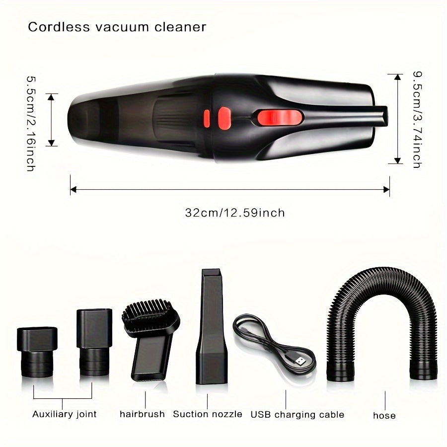 Black cordless handheld vacuum cleaner with crevice tool attachment for home and car cleaning — view 4