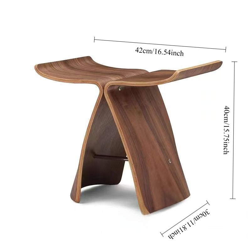 Sculptural wooden accent chair and multifunctional stool with a modern curved silhouette and natural grain finish — view 5
