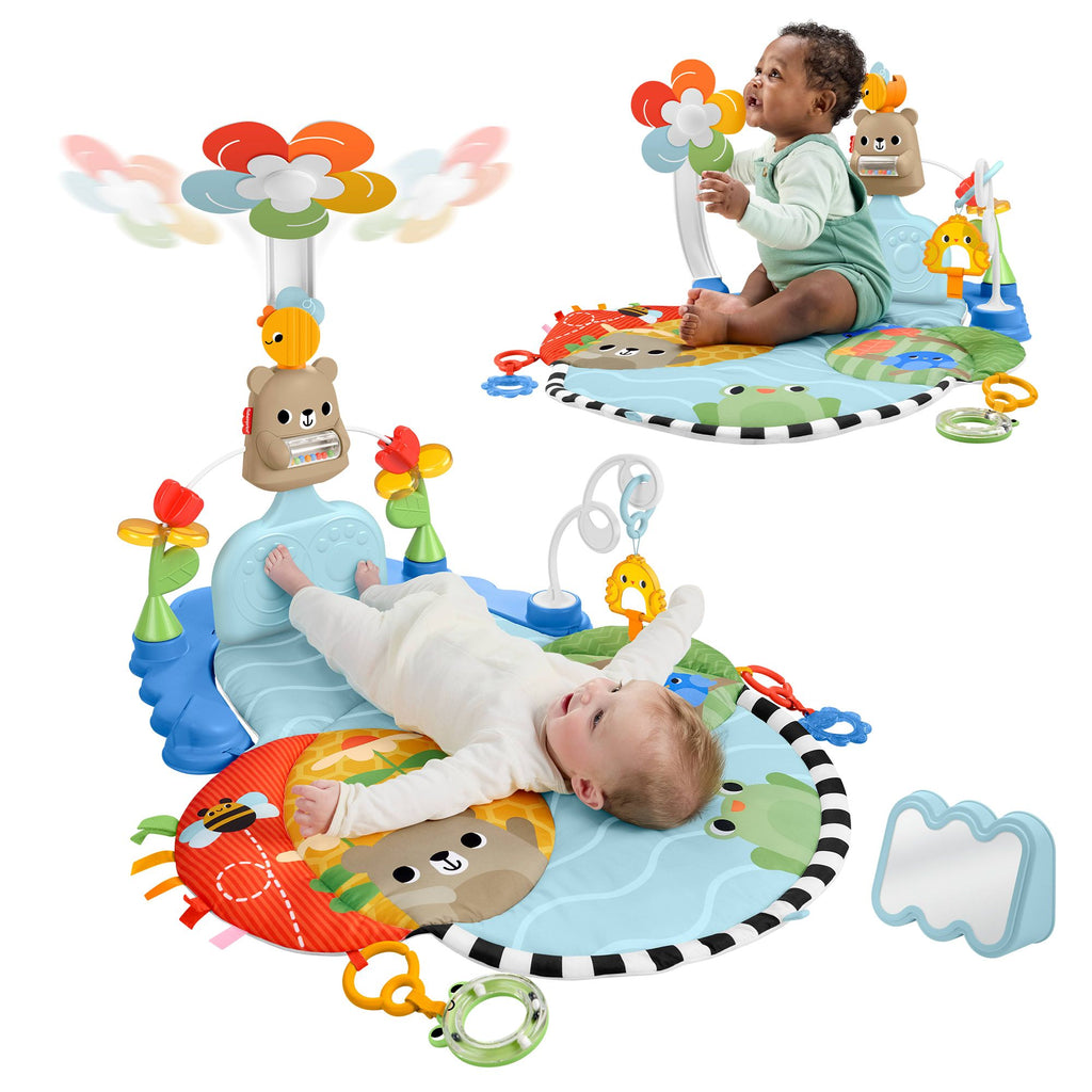 Fisher-Price 3-in-1 baby activity gym and play mat with swaying mobile and sensory toys — view 2