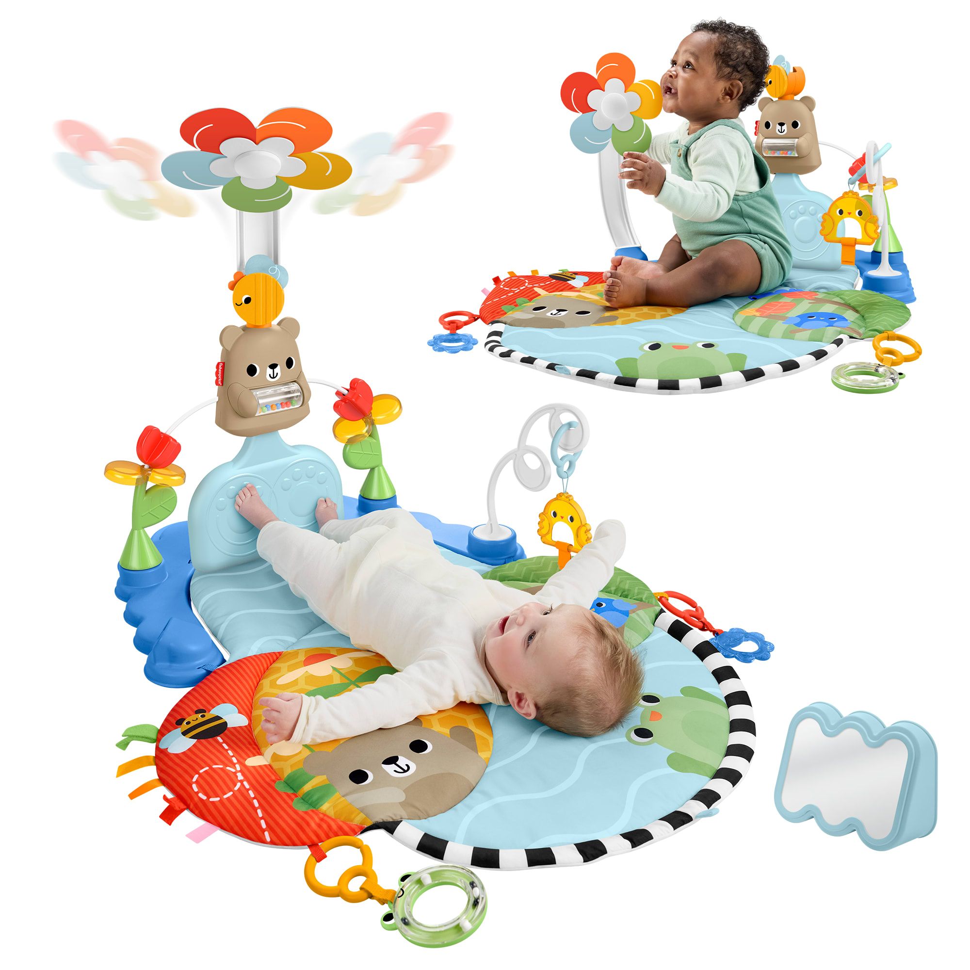 Fisher-Price 3-in-1 baby activity gym and play mat with swaying mobile and sensory toys — view 2