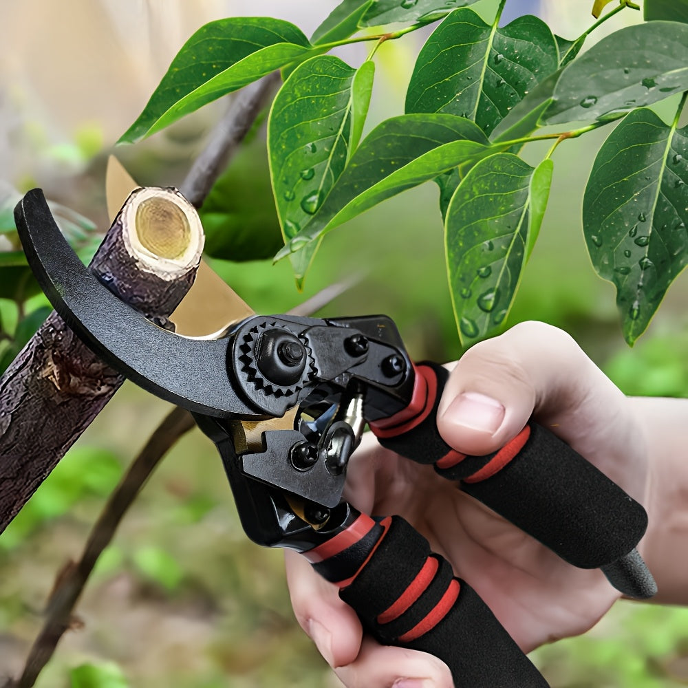 Heavy-duty carbon steel pruning garden shears with ergonomic handles for trimming plants and shrubs — view 2
