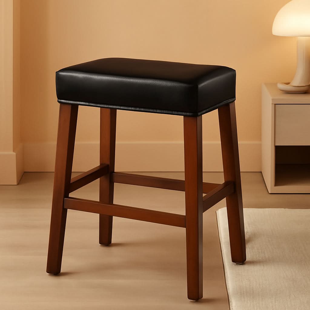 Four pack of waterproof PU leather rectangular bar stool covers in a sleek stretch fit