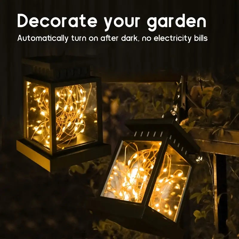 Waterproof solar Christmas lights for outdoor gardens, wireless hanging holiday decoration in durable ABS plastic — view 5