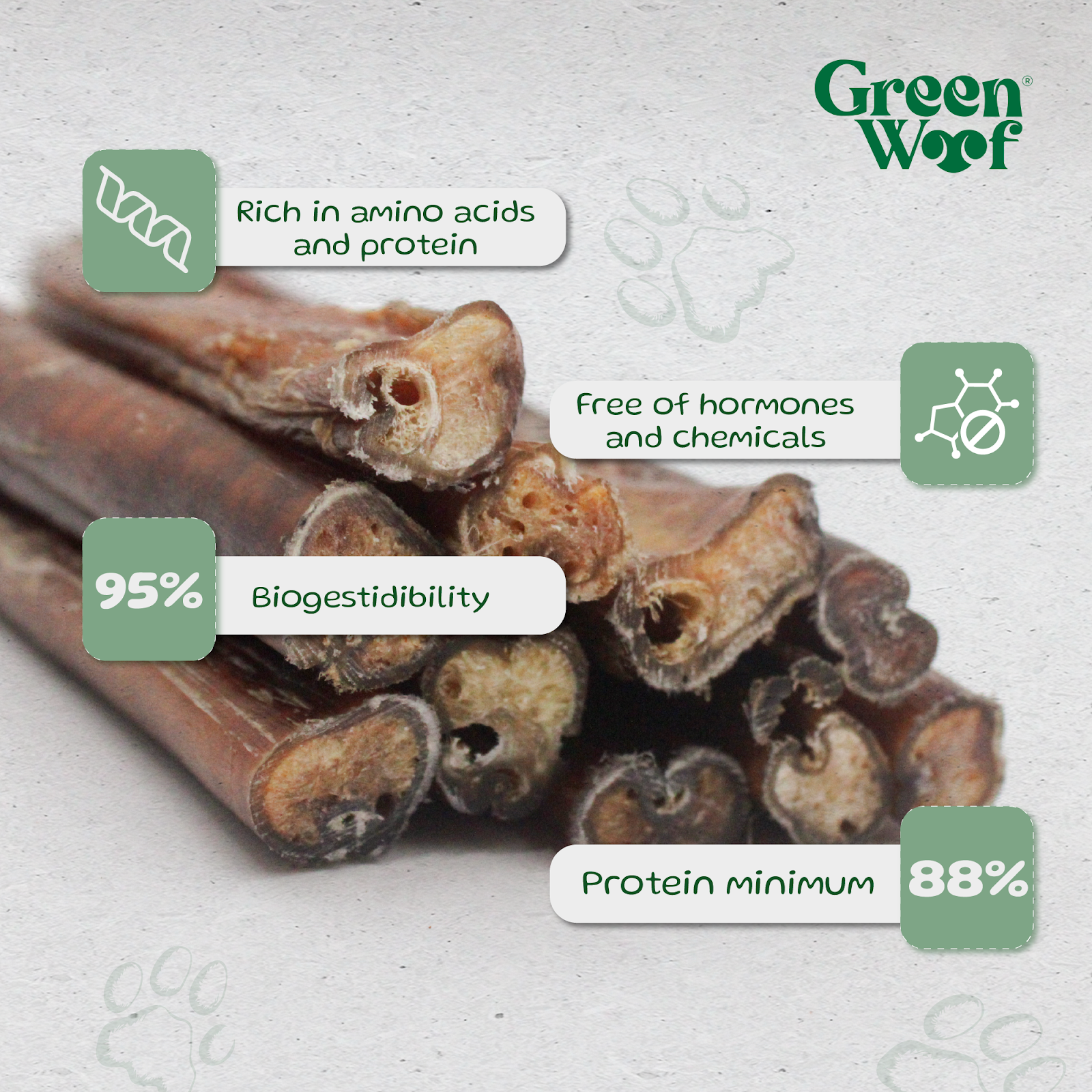 Straight bully sticks natural dog chew in eco friendly green compostable packaging — view 4