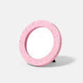 22cm round silicone mirror frame mold with mirror glass and support stand for concrete casting