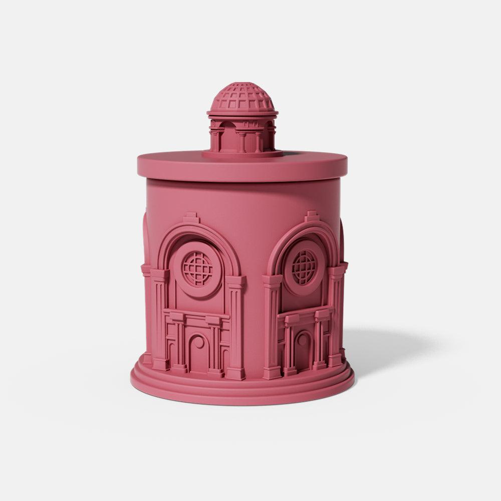 Architectural style silicone candle jar mold for concrete, plaster, and resin crafting projects.