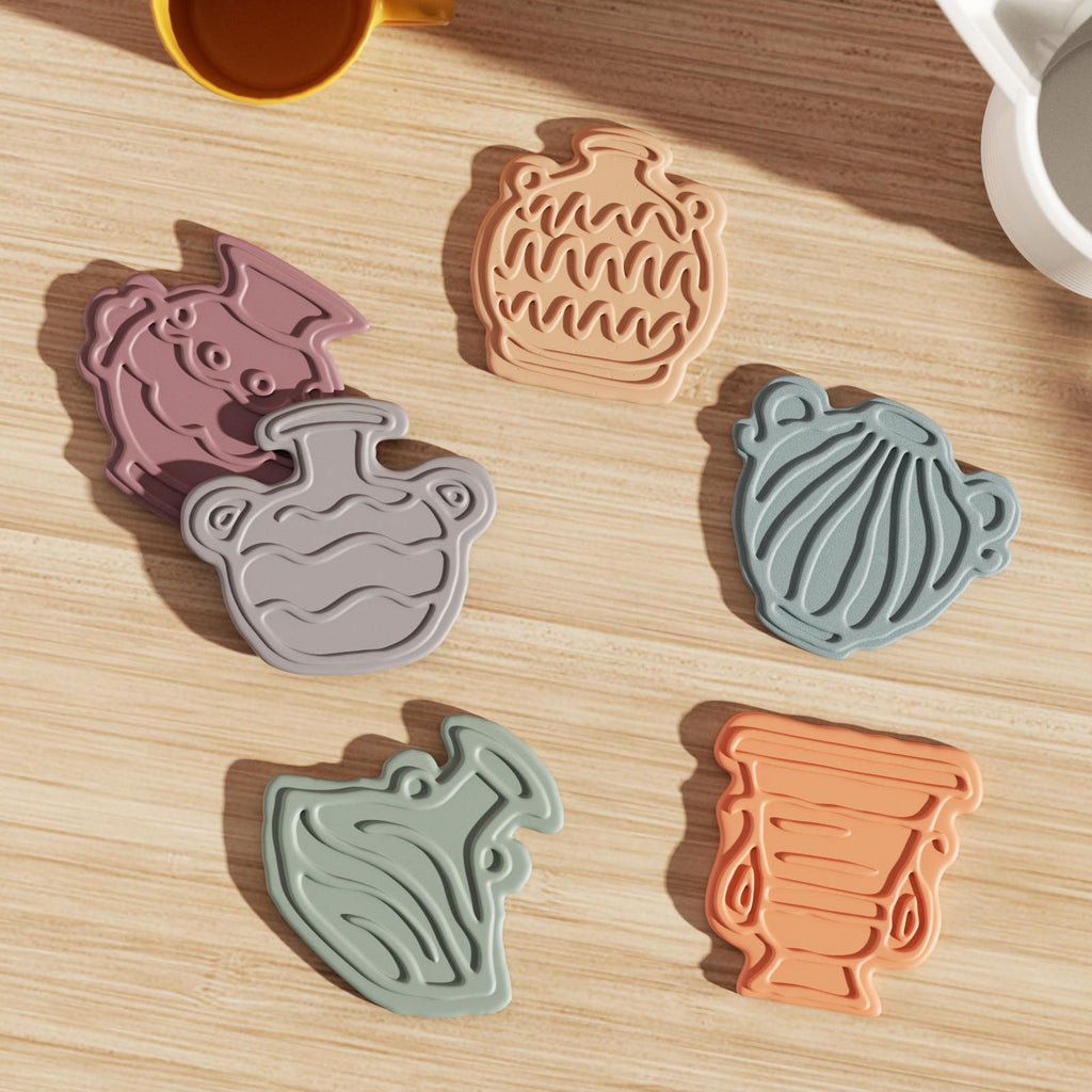 Elegant vase silhouette silicone coaster mold for DIY resin casting and handmade home decor crafts