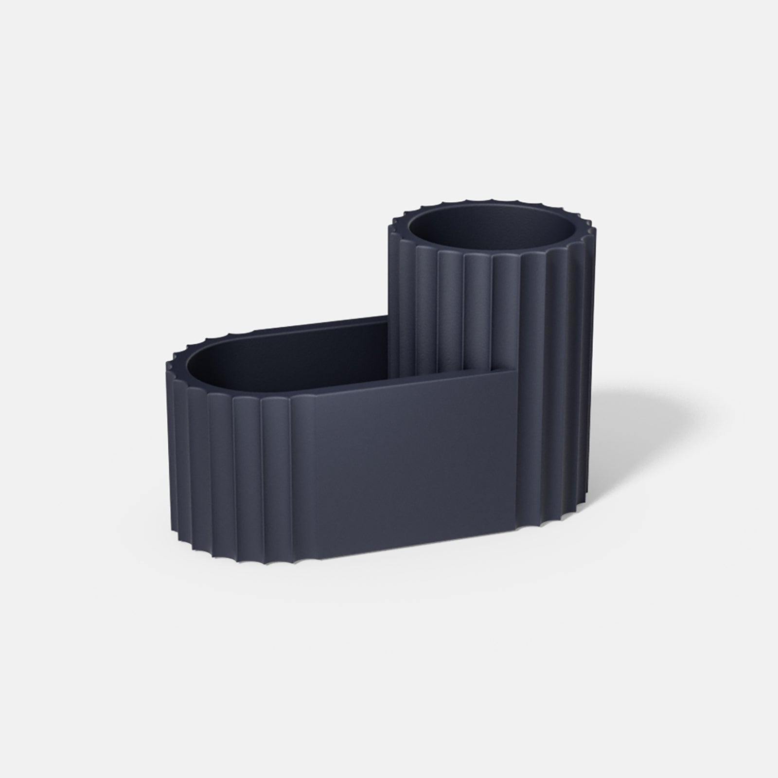 Tall pen holder silicone mold for concrete and plaster casting showing geometric minimalist design