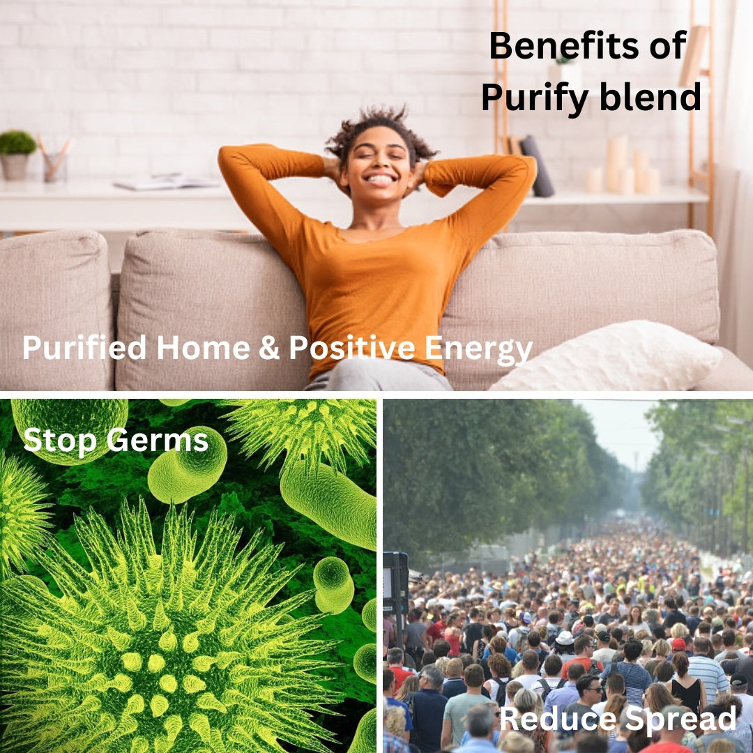 Small glass bottle of Purify Essential Oil Blend for aromatherapy and natural room air purification — view 3