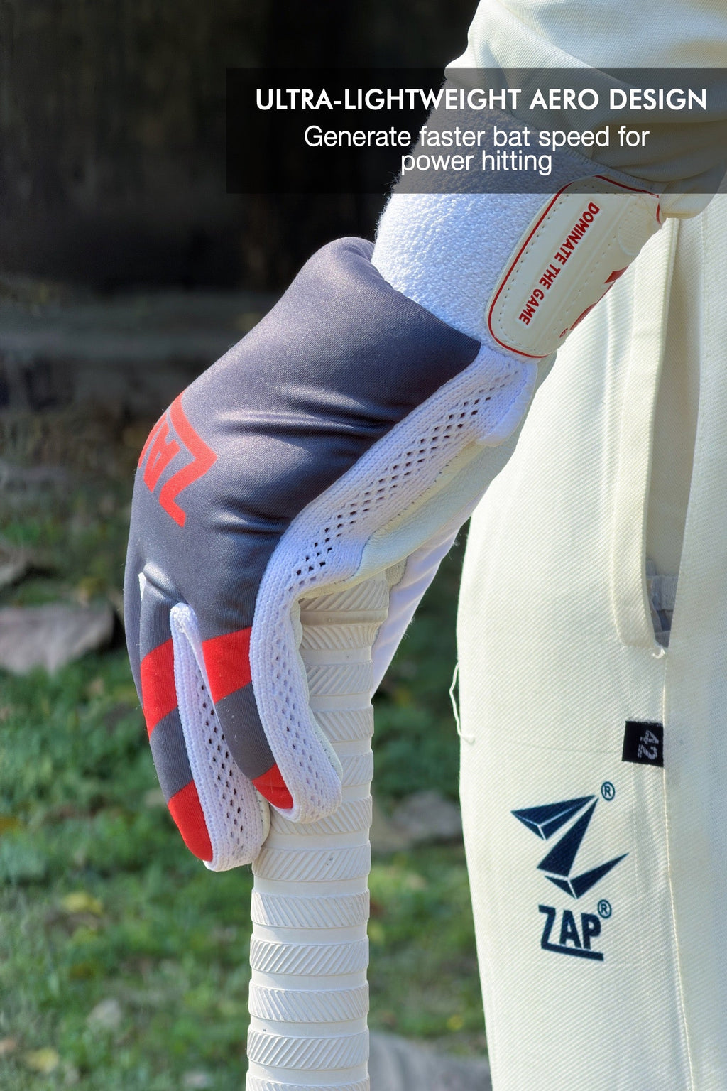 ZAP Velocity tennis batting gloves in lightweight breathable mesh with hexagonal grip palm — view 3