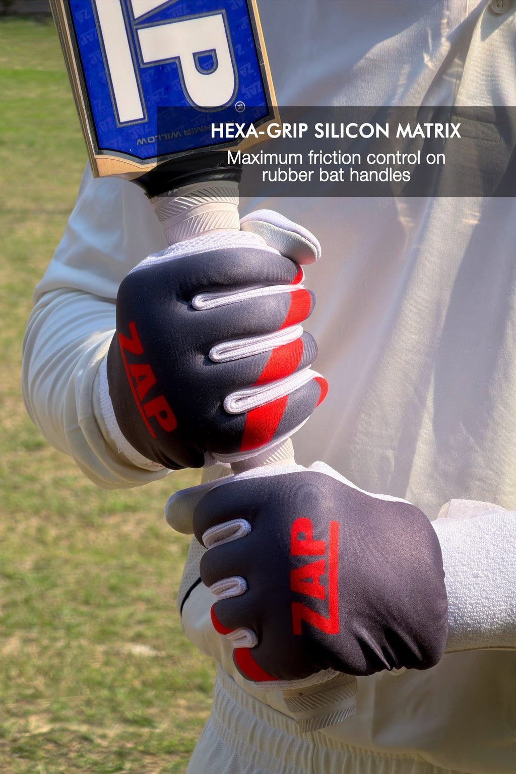 ZAP Velocity tennis batting gloves in lightweight breathable mesh with hexagonal grip palm — view 2