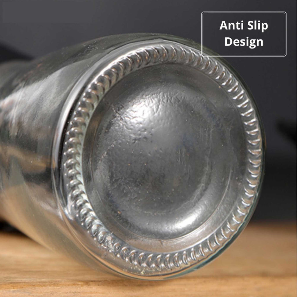 Short 150ml glass salt and pepper grinder with black acrylic wrap and ceramic grinding core — view 4