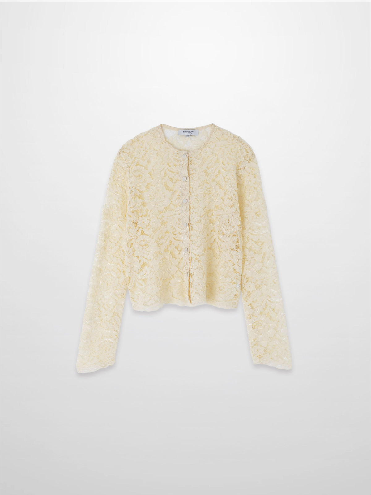 Lace Button Down Cardigan Top-Cream-0