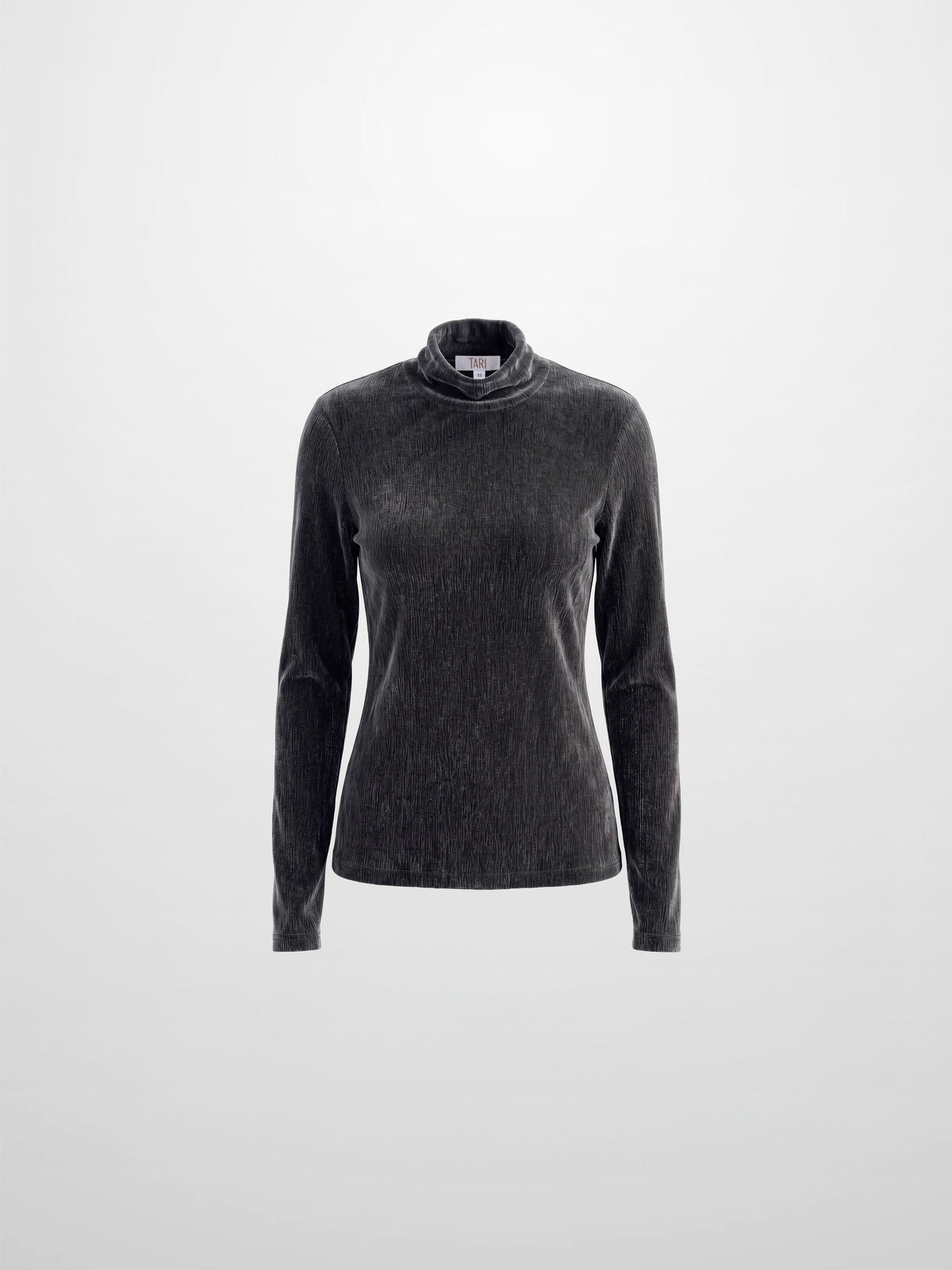 Textured Velour Turtleneck - Dark Grey-1