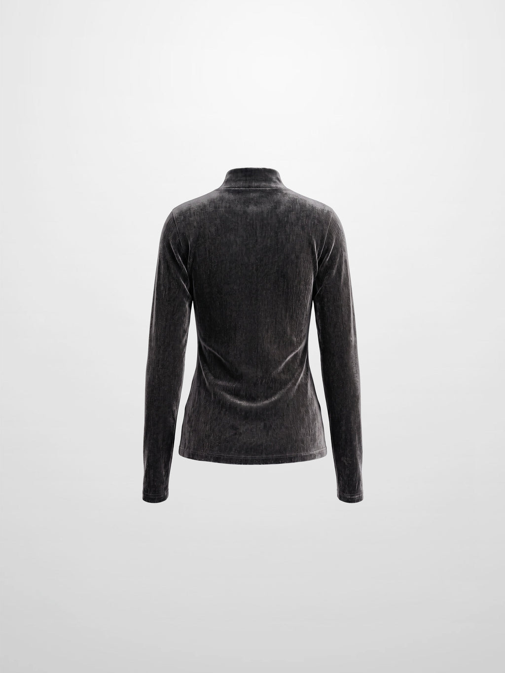Textured Velour Turtleneck - Dark Grey-2