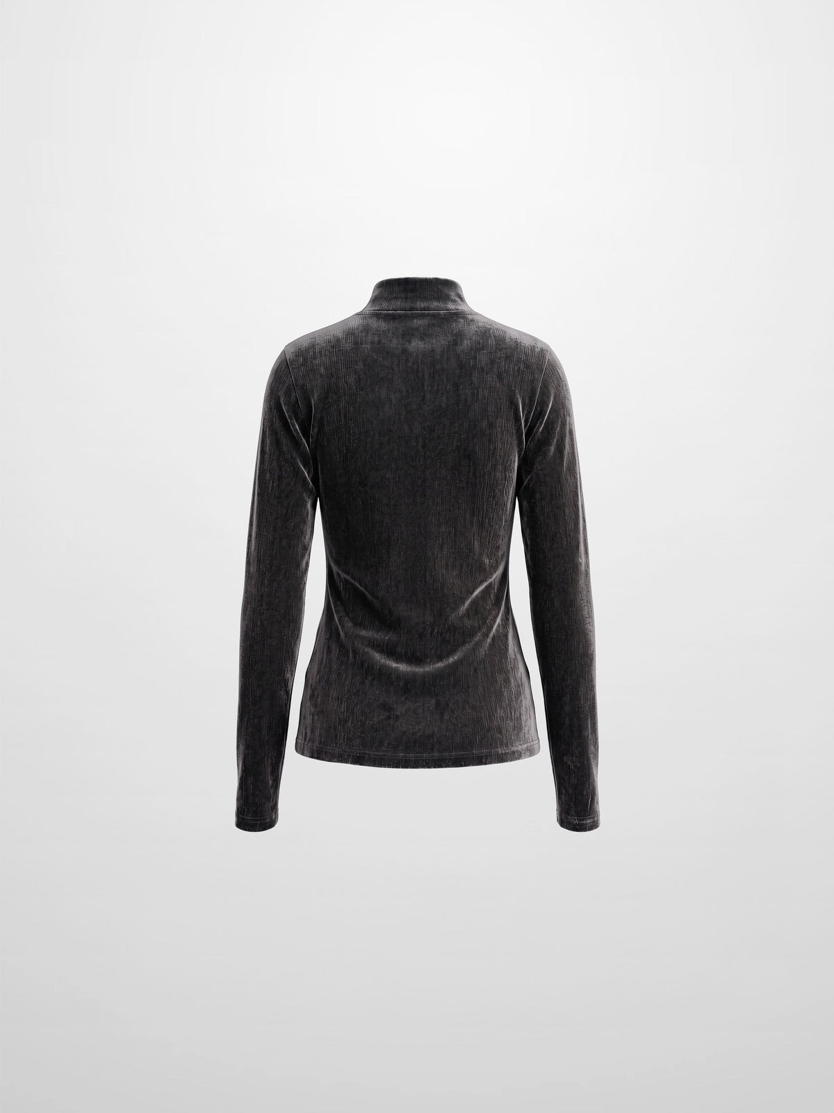 Textured Velour Turtleneck - Dark Grey-2