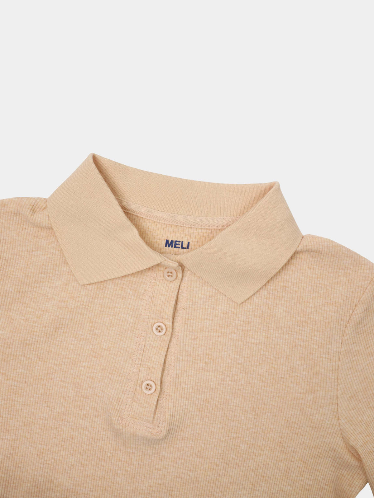 Heathered Collared Tee-Tan-3