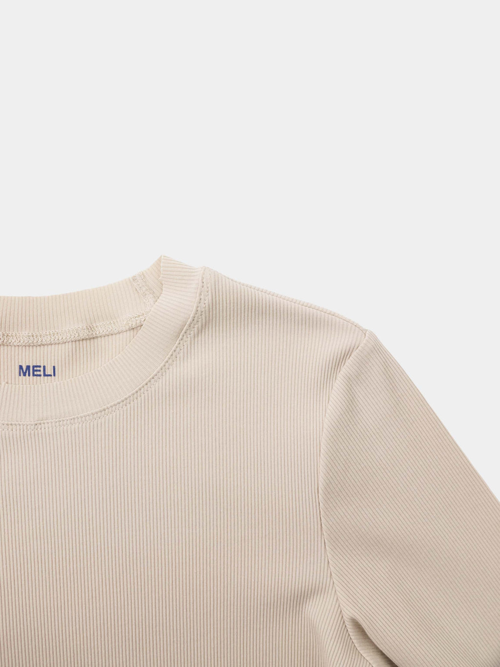 Rounded Hem Ribbed T-Shirt-Tan-4