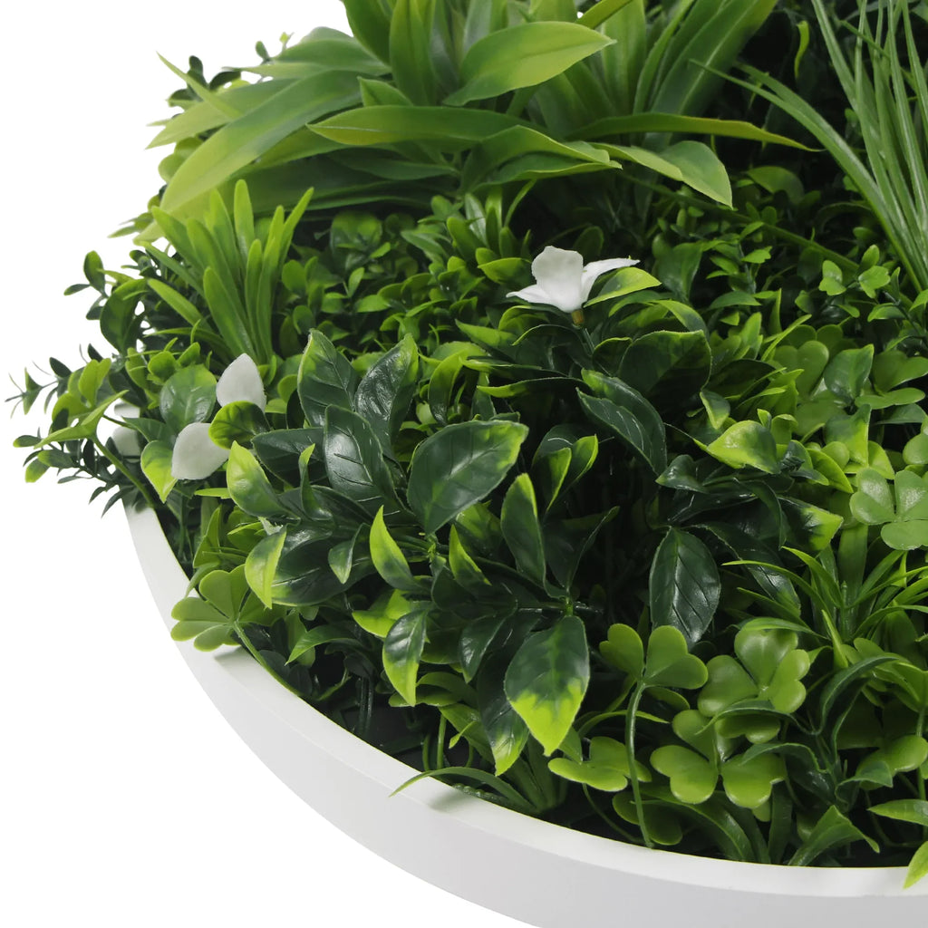 Artificial Green Wall Disc 30in – White Frame – UV Resistant – Commercial Grade-2