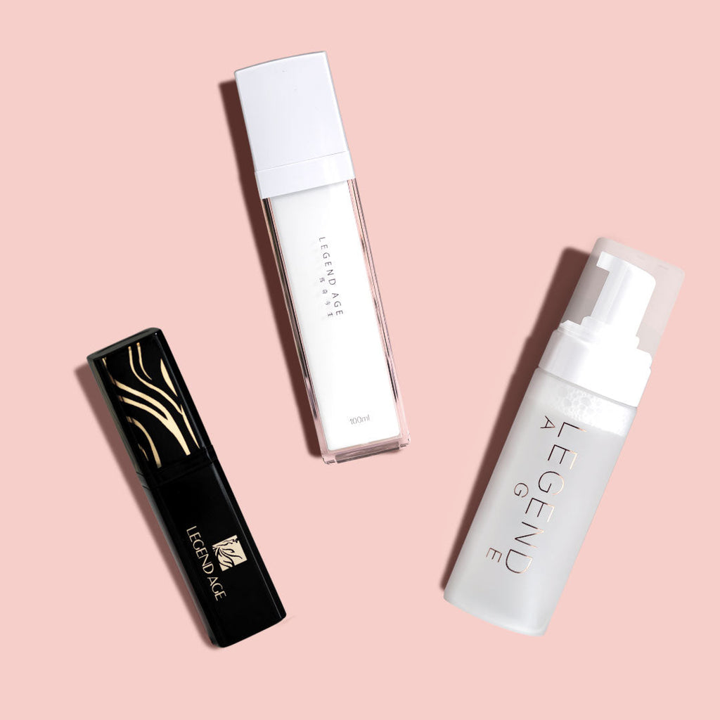 Radiance and hydration skincare kit featuring deep cleansing mousse, emulsion face spray, and tinted lip balm