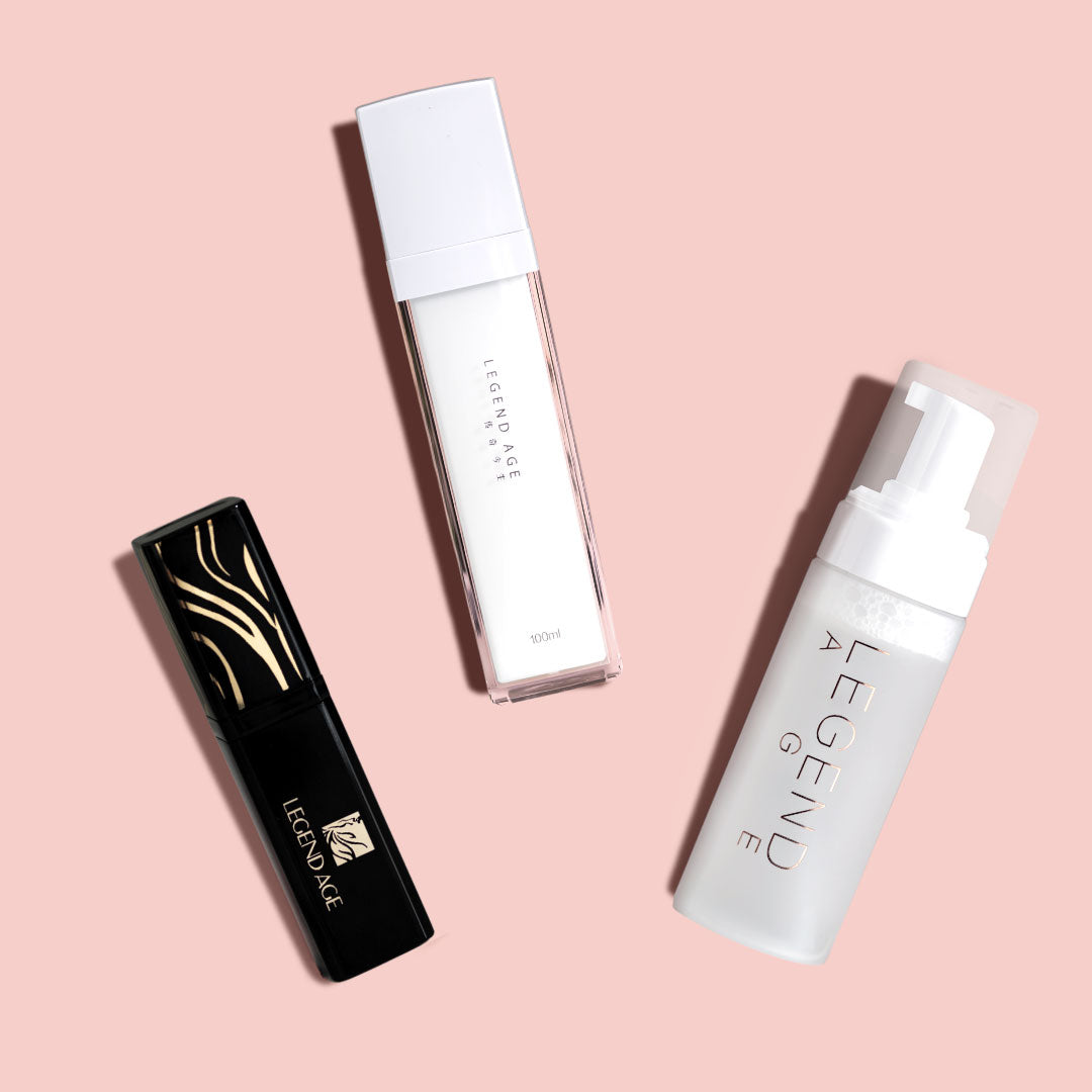 Radiance and hydration skincare kit featuring deep cleansing mousse, emulsion face spray, and tinted lip balm