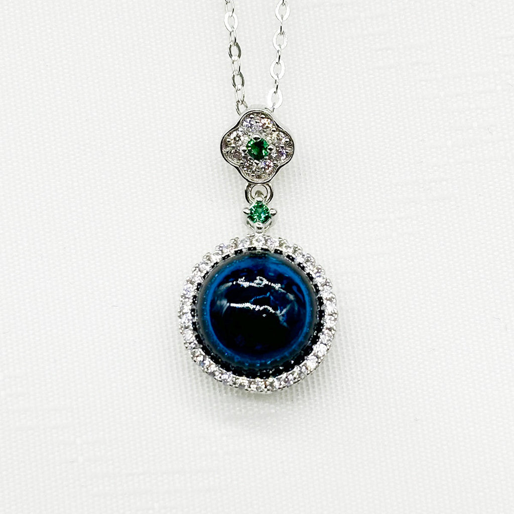 Sterling Silver Crown Jewel Aroma Necklace - Navy | Energy & Healing | Diffuse on the go-0