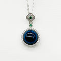 Sterling Silver Crown Jewel Aroma Necklace - Navy | Energy & Healing | Diffuse on the go-0