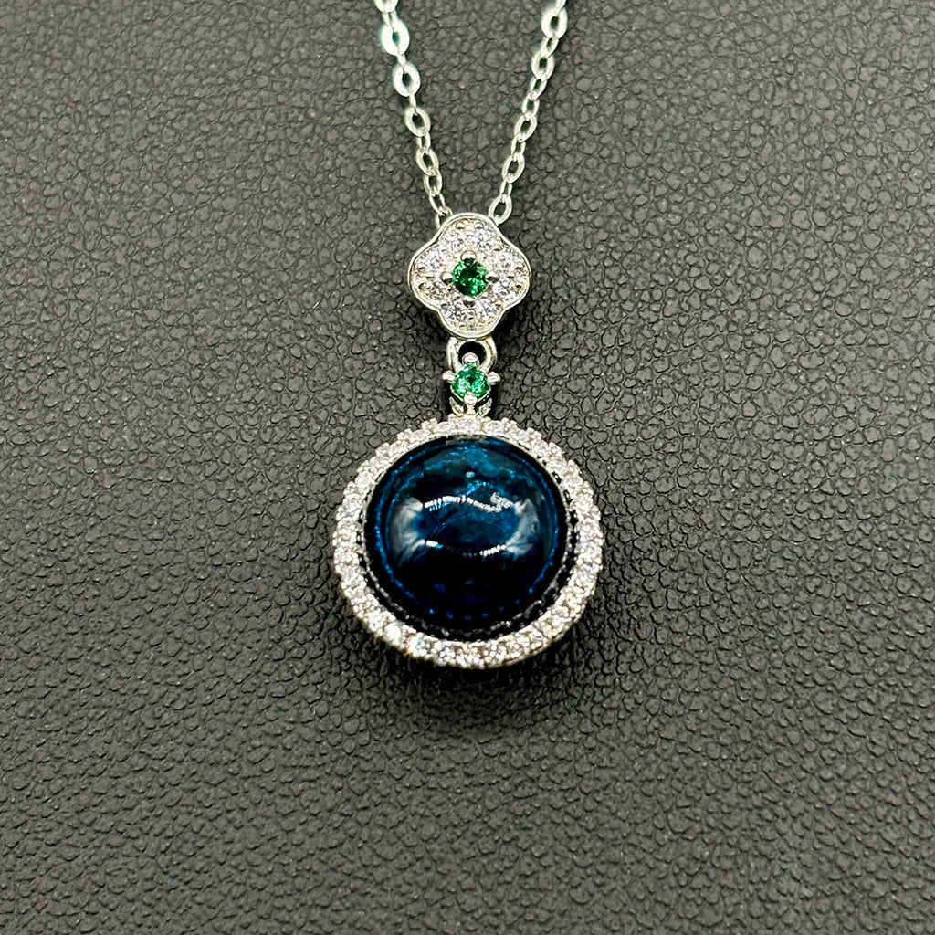 Sterling Silver Crown Jewel Aroma Necklace - Navy | Energy & Healing | Diffuse on the go-2
