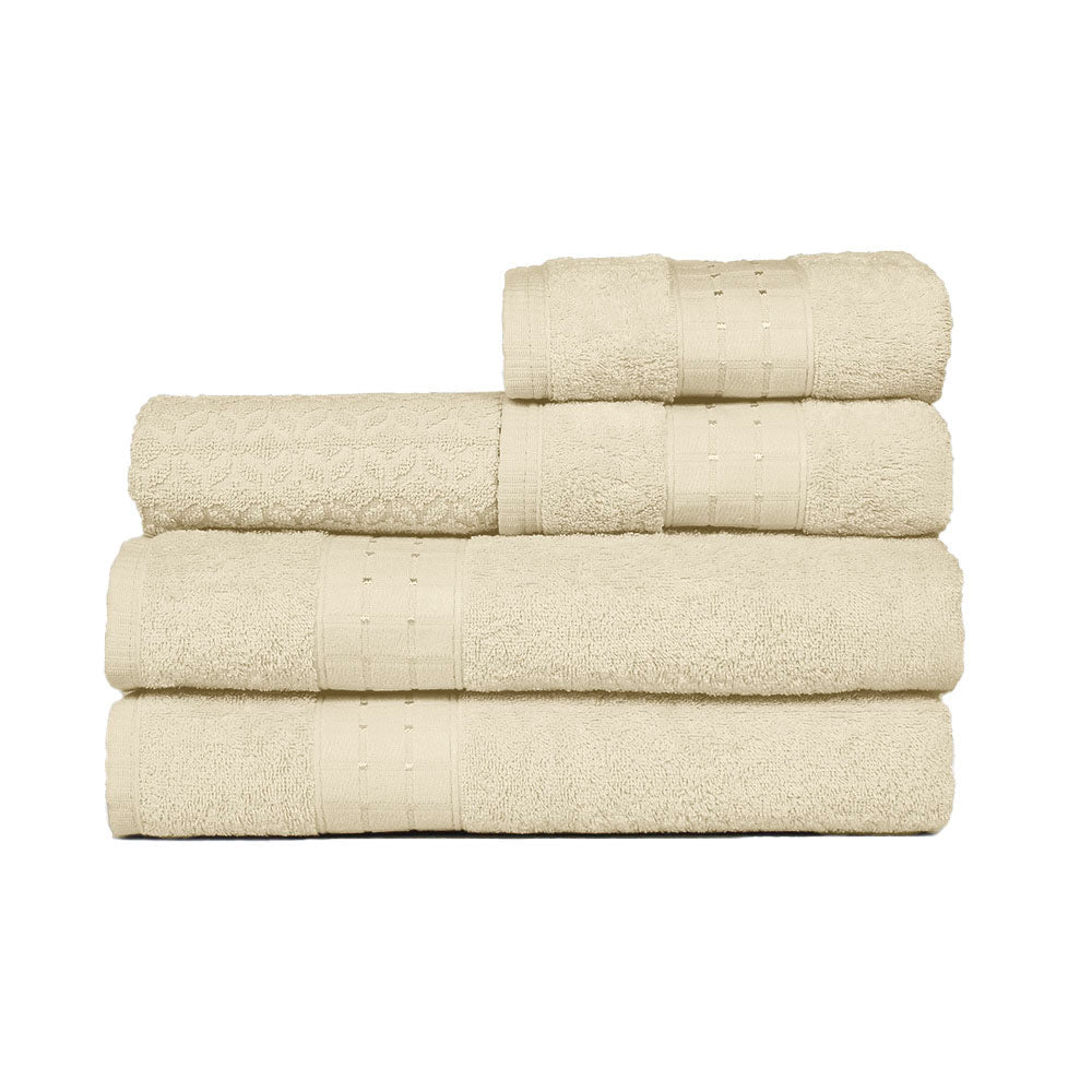 5-piece white cotton towel set featuring bath towels, hand towels, and one plush bath mat — view 3