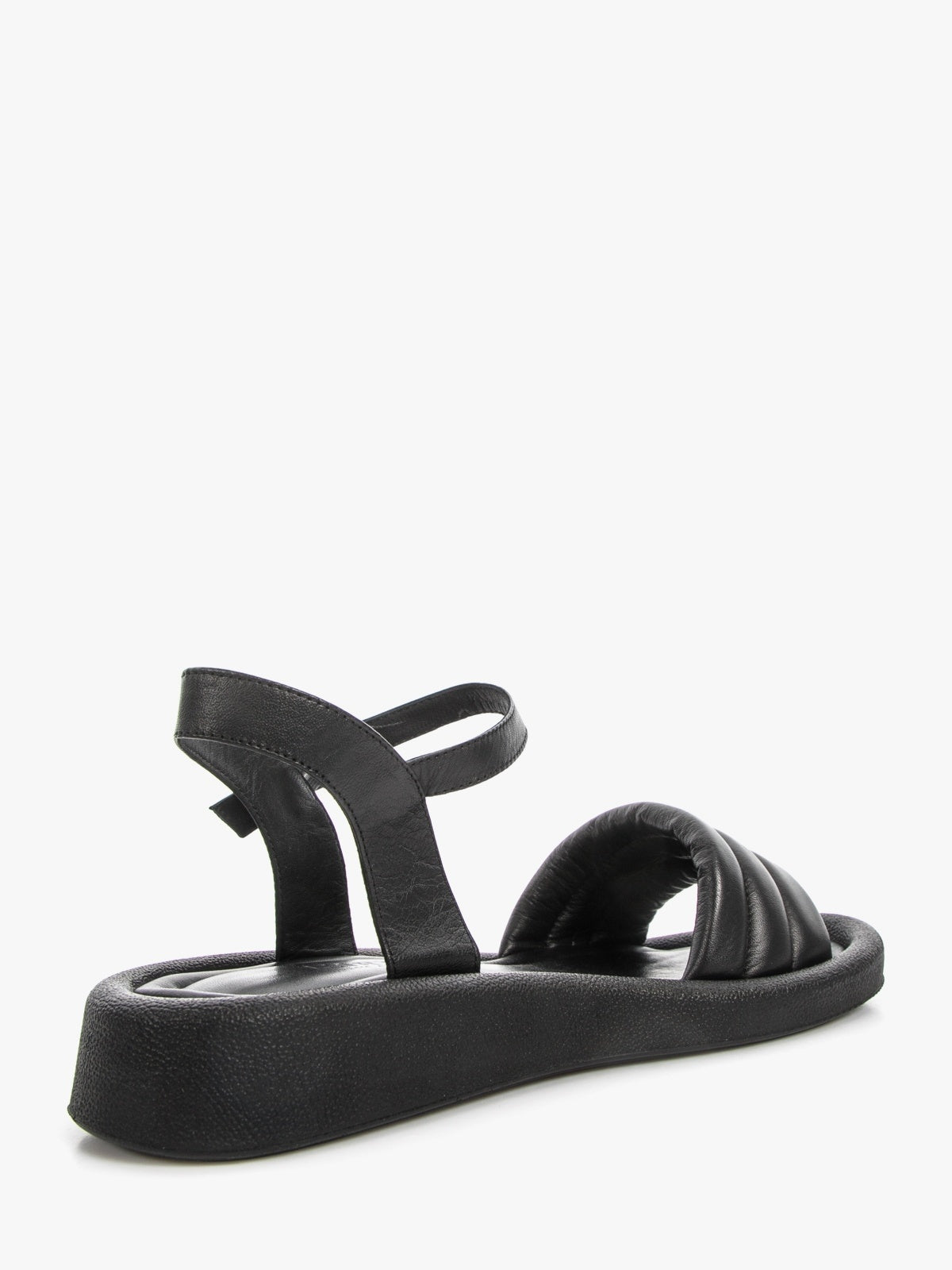 Women's genuine leather black sandals featuring a sleek minimalist design and durable synthetic fiber sole. — view 3