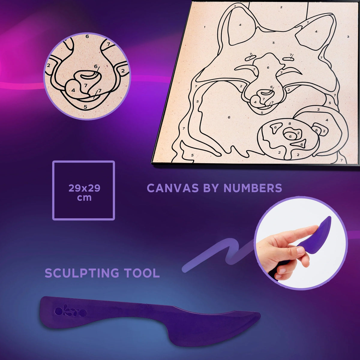 Coloring with clay set by numbers FOX-3