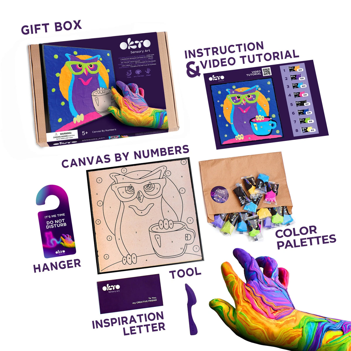 Coloring with clay set by numbers OWL-2