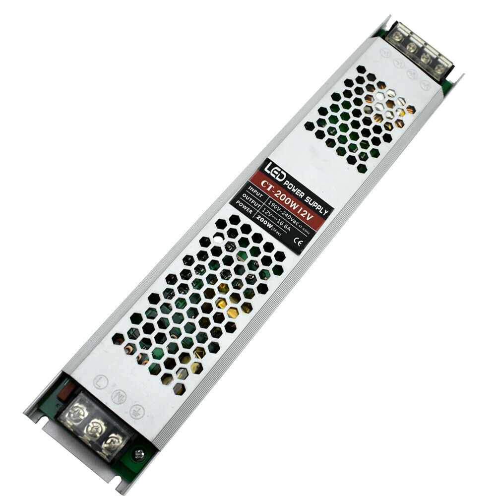 Ultra slim 12V 200W LED strip light transformer power supply with aluminium shell