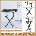 Black adjustable X-frame electronic keyboard stand made of heavy-duty iron for 88-key musical instruments