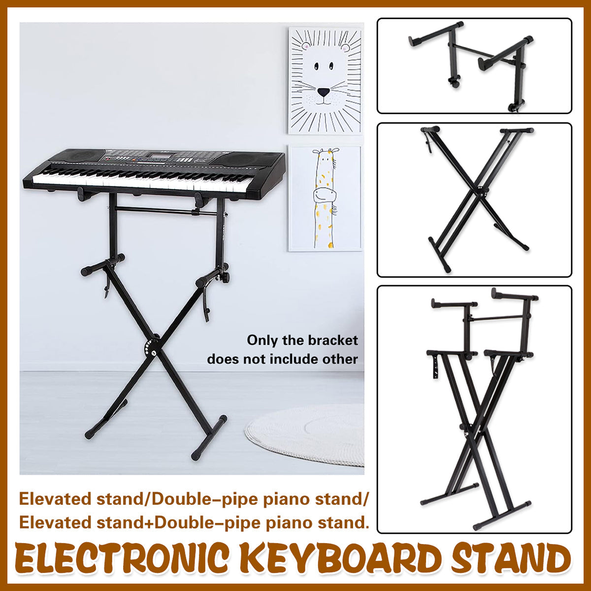 Black adjustable X-frame electronic keyboard stand made of heavy-duty iron for 88-key musical instruments
