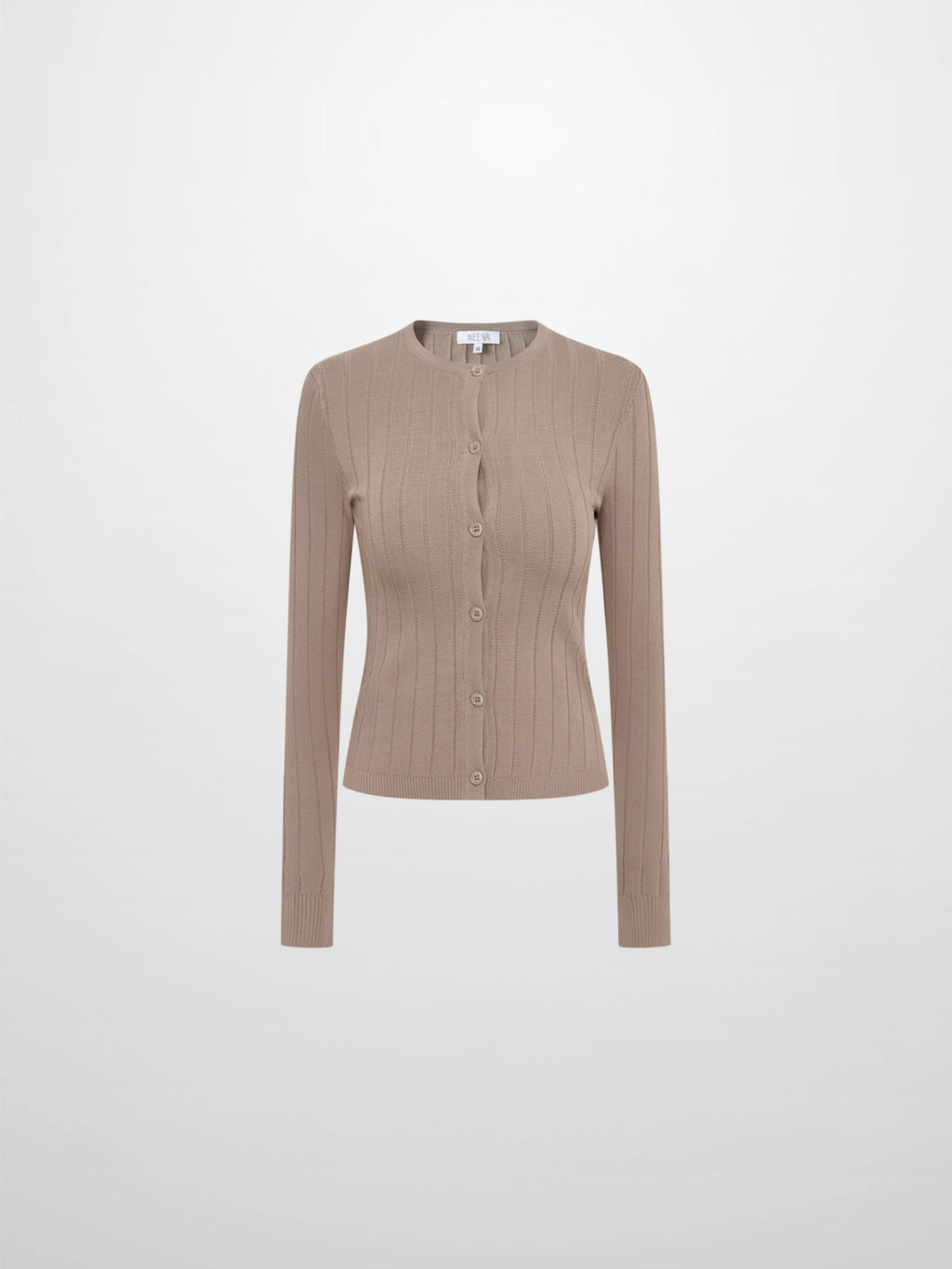 Silk Knit Ribbed Cardigan 20"- Warm Taupe-1