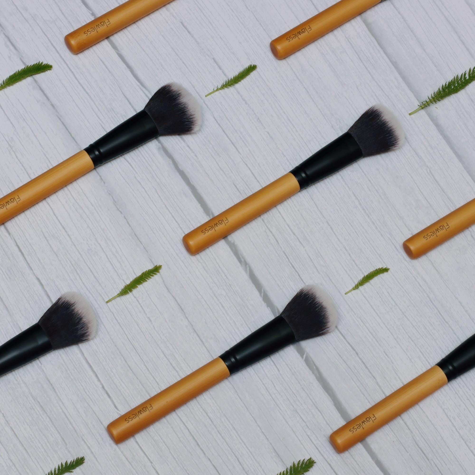 Vegan contour makeup brush with angled soft bristles and a natural bamboo handle — view 3