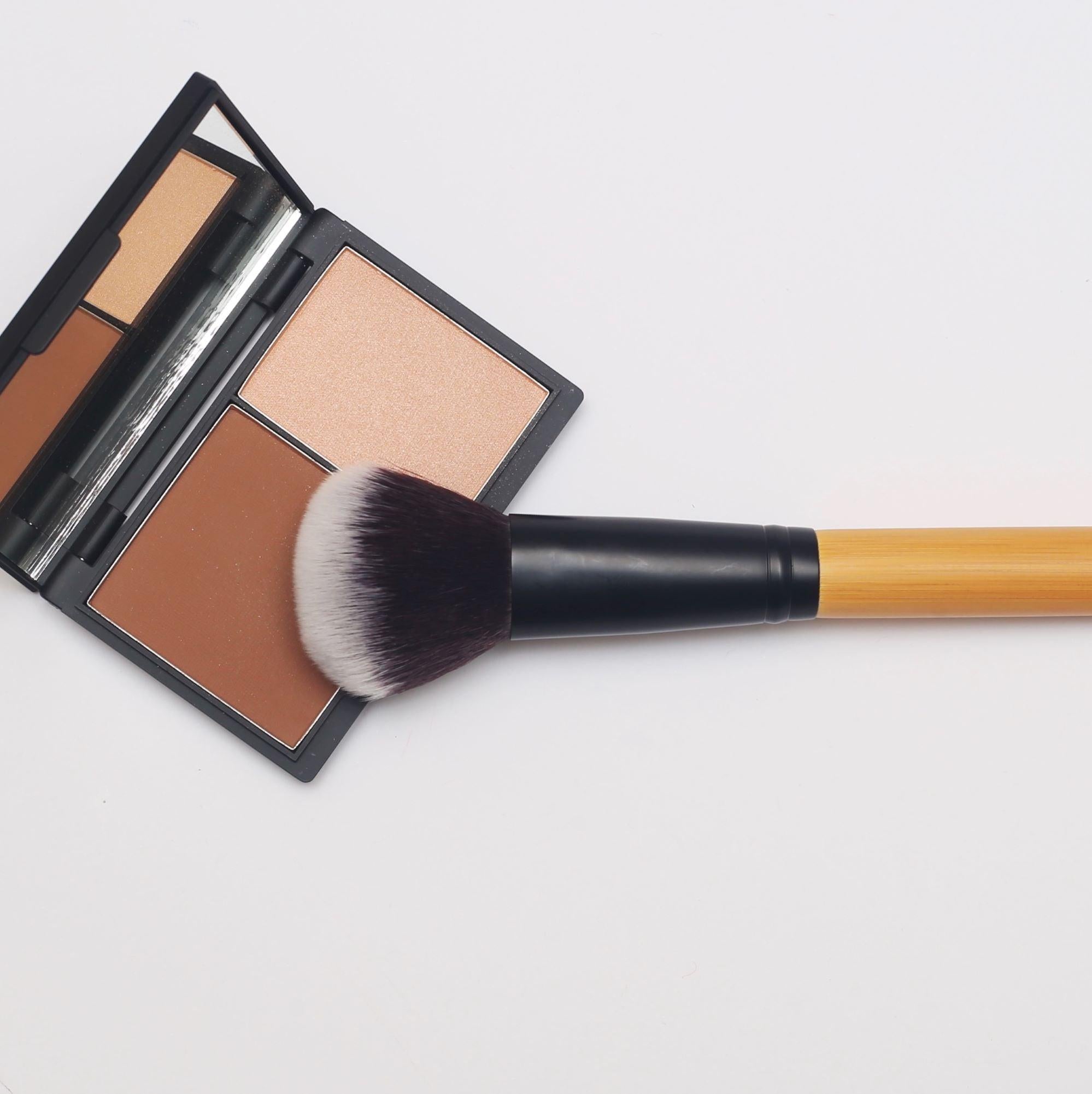 Vegan contour makeup brush with angled soft bristles and a natural bamboo handle — view 4