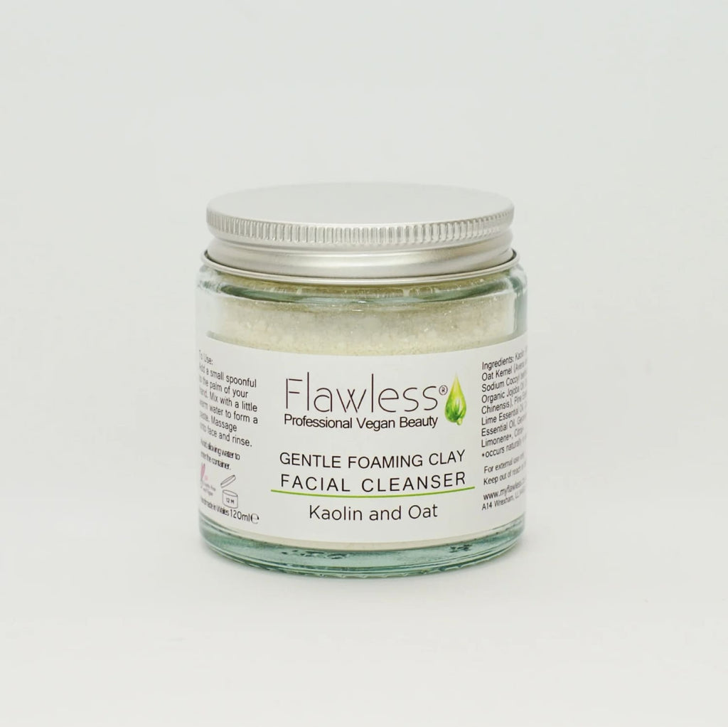 Kaolin clay facial cleanser in an eco-friendly recycled glass jar with an aluminum lid — view 5