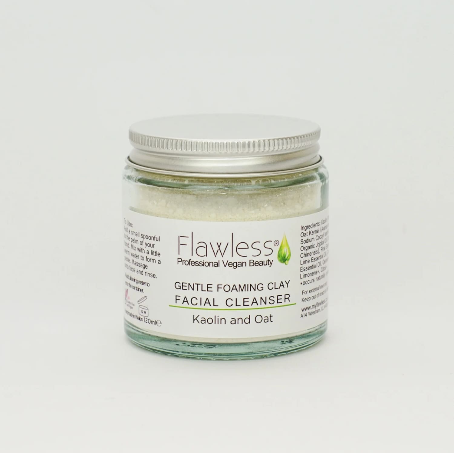 Kaolin clay facial cleanser in an eco-friendly recycled glass jar with an aluminum lid — view 5