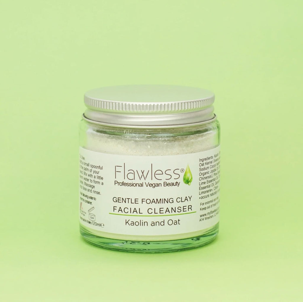Kaolin clay facial cleanser in an eco-friendly recycled glass jar with an aluminum lid — view 3