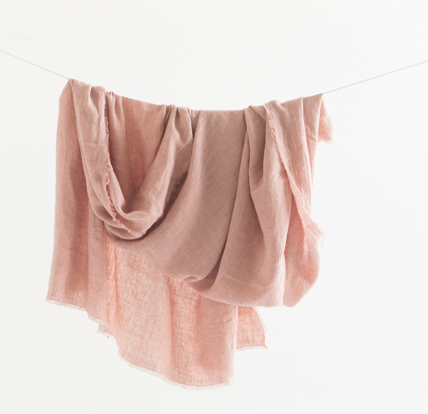Stone washed linen throw blanket with frayed edges made from premium Belgian flax — view 5