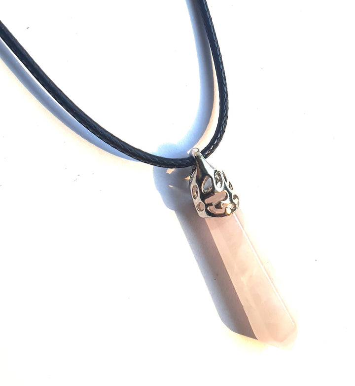 Crystal Point Pendant Necklace - Rose Quartz