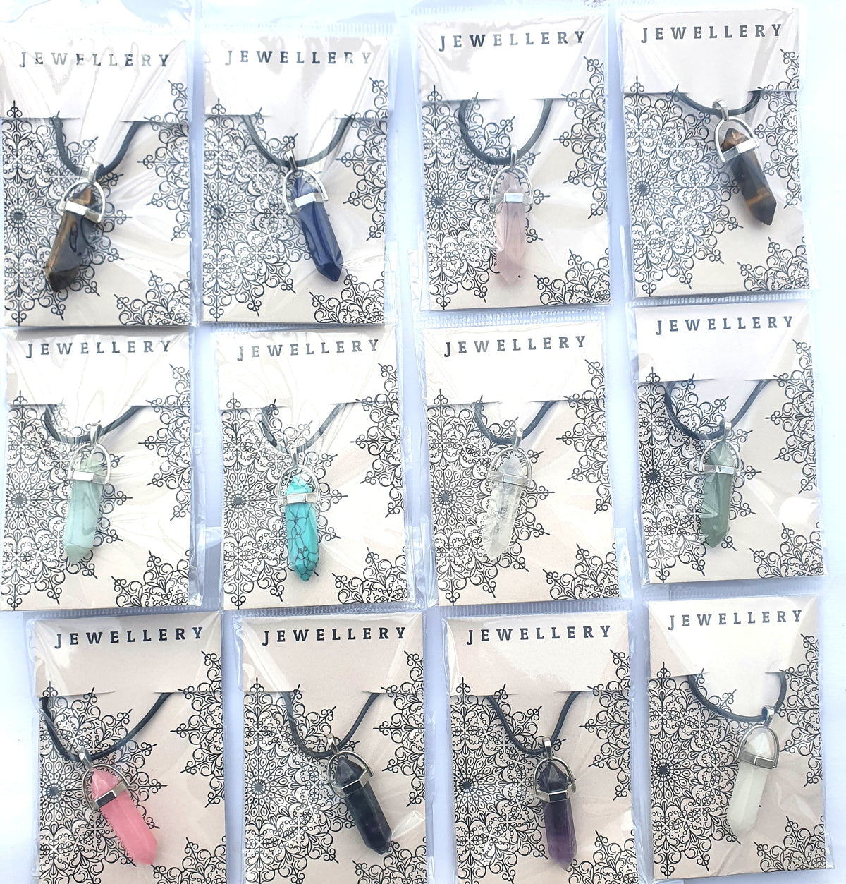 Crystal Pointed Pendant Necklace - Turquoise-3