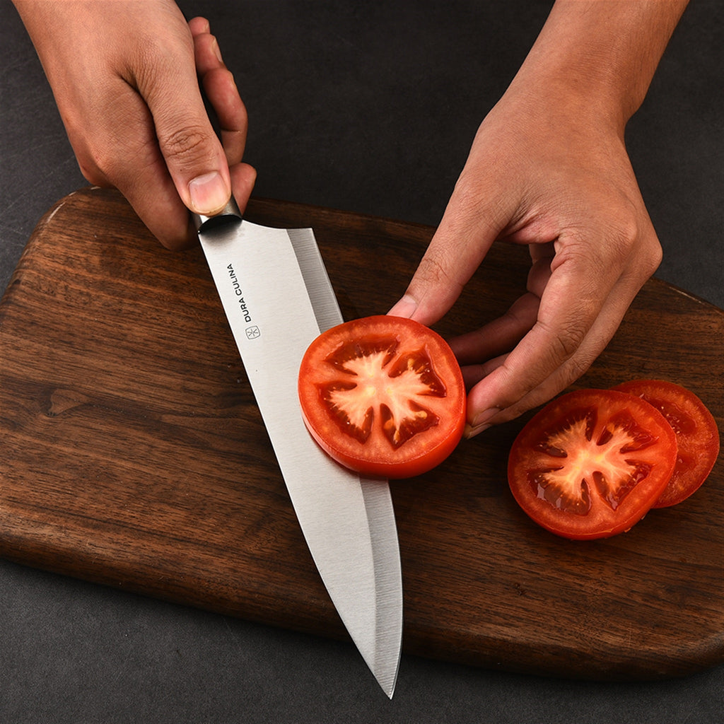 Black 3-piece kitchen knife set with matching blade guards and ergonomic handles for home chefs — view 5