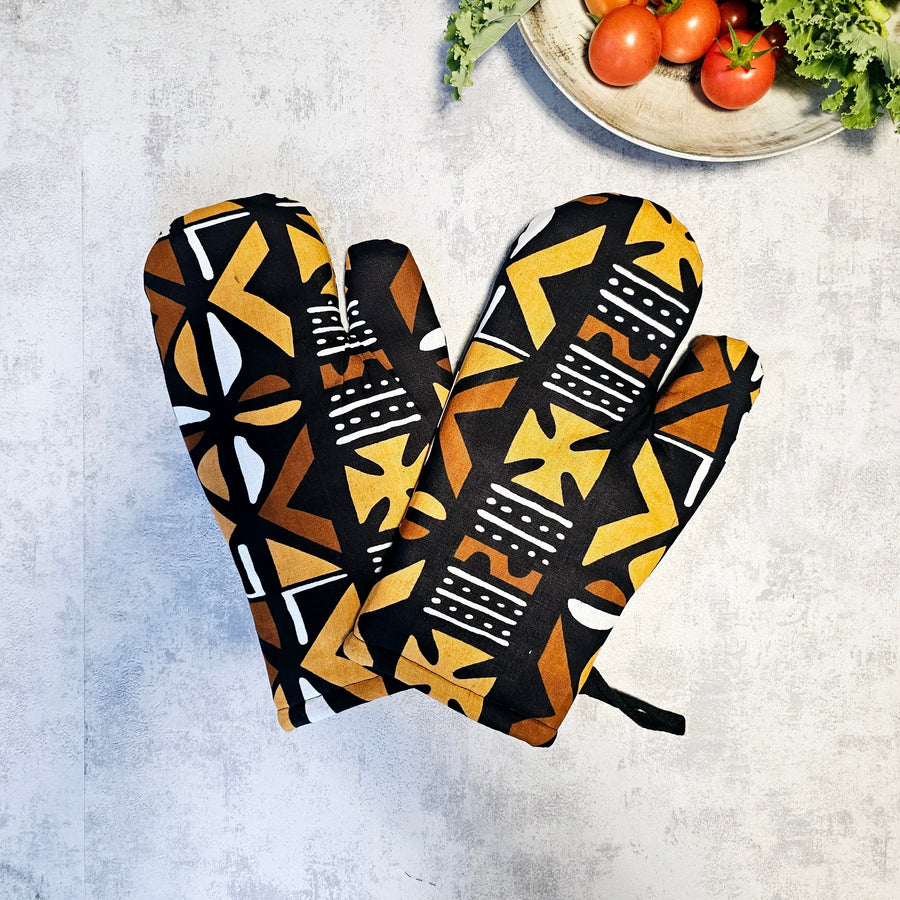 Set of 2 Oven Gloves | African Print 100% Cotton Fabric