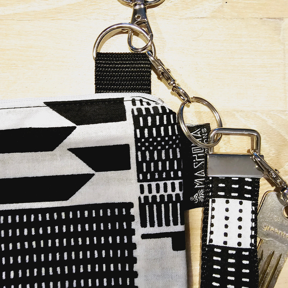 Handmade Phone Bag and Keyfob Set  | African Ankara Print Fabric | Vegan Leather Detail | Adjustable Shoulder Strap-2