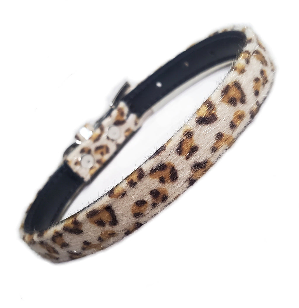 Furry Leopard Print Dog Collar-0