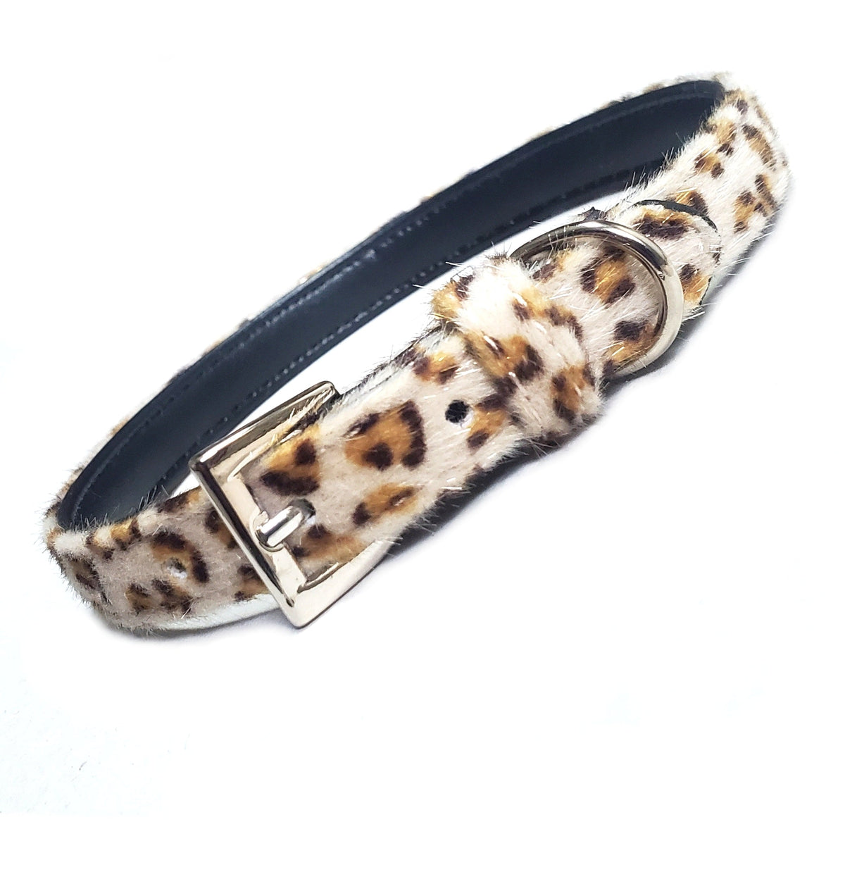 Furry Leopard Print Dog Collar-2