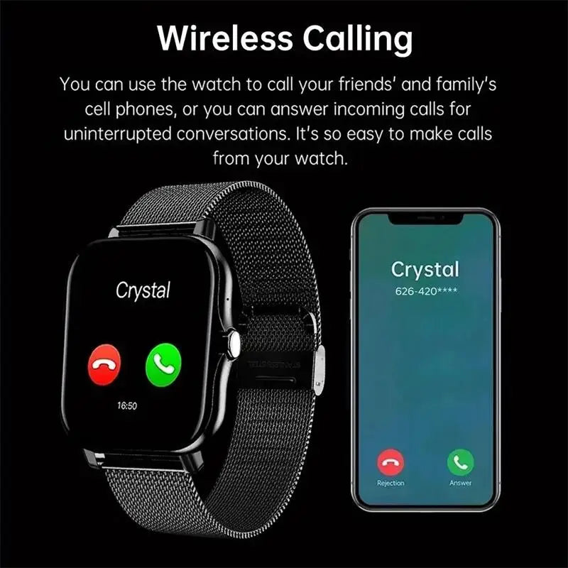 NNEOBA Smart Watch Android Bluetooth Call Fitness Tracker (Black)